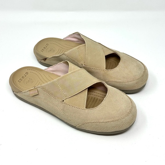 Crocs Edie Crossover Suede Slip On Mary Jane Mules Shoes Women Sz 9 - Picture 6 of 6